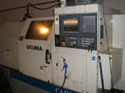 Okuma CNC machining lathe.